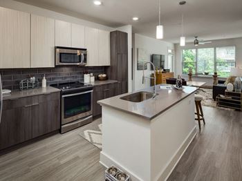 Kitchen Island With High Quality Countertops at Millworks Apartments, Atlanta, Georgia